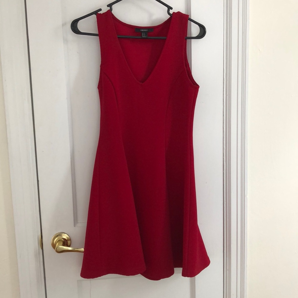Red v neck dress